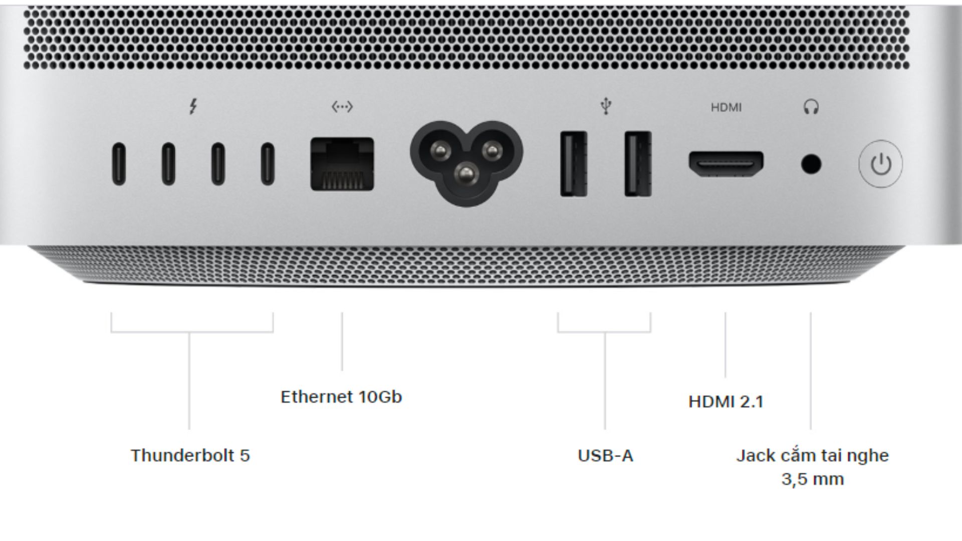 Cổng kết nối đa dạng trên Mac Studio M3 Ultra